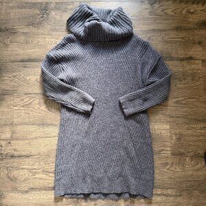 Cozy Ribbed Sweater Fall Winter Dress with Cowl Neck